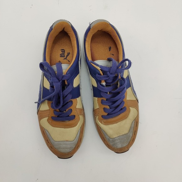 Puma Womens Retro Gorpcore RS 100 R-System Suede Sneakers 7.5 Blue Tan 342589-06 - Picture 10 of 16